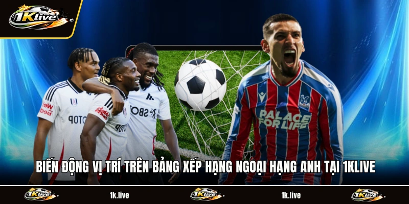Biến động vị trí trên bảng xếp hạng Ngoại Hạng Anh tại 1KLIVE