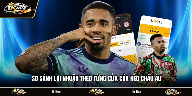 So sánh lợi nhuận theo từng cửa của kèo châu Âu